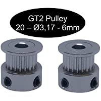 2 poleas GT2 con 10 mm de ancho 12- 16- 18- 20- 24- 26- 28- 30- 32- 36- 40 o 60 dientes- GT2 20Z Ø3-17mm- 1